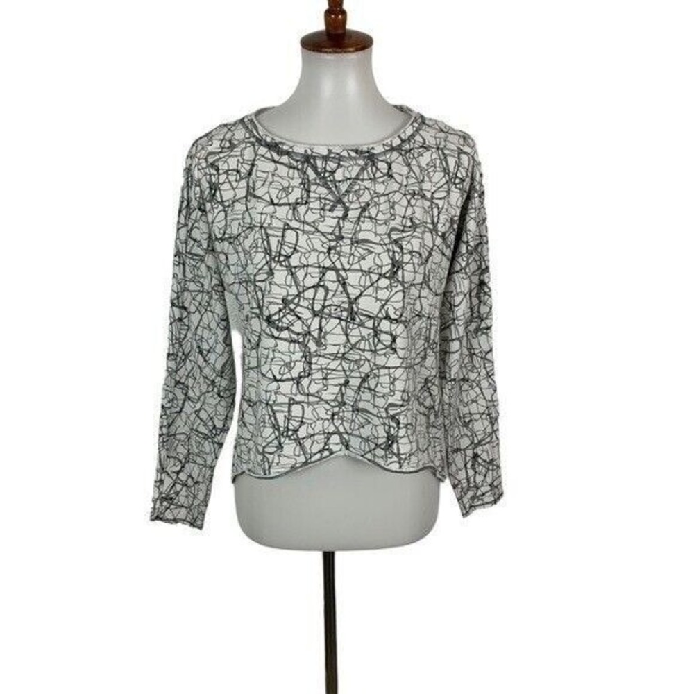 Marc New York Long Sleeve Top Small Abstract Print Stretch Lightweight